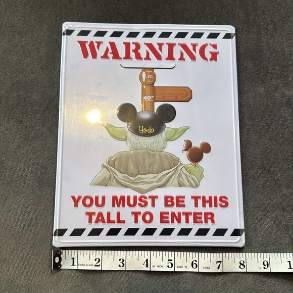 Star Wars Yoda ‘Warning You Must Be This Tall To Enter’ Metal Sign Disney Parks - Picture 4 of 4